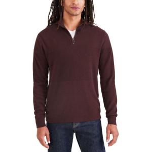 Dockers Men’s Regular Fit Long Sleeve Quarter Zip Sweater(Decadent Chocolate Brown)