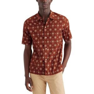 Dockers Men’s Short Sleeve Camp Collar Shirt (Regular and Big & Tall)(Orange – Mirage Picante (Slub))