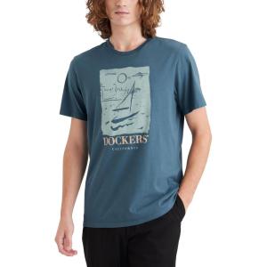 Dockers Mens Slim Fit Short Sleeve Graphic Tee Shirt(City By the Bay Indian Teal)
