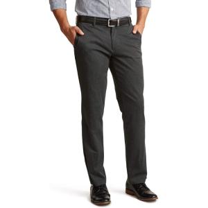 Dockers Mens Straight Fit Signature Lux Cotton Stretch Khaki Pant(Charcoal Heather)