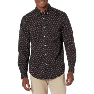 Dockers Men’s Supreme Flex Long Sleeve Button Up Shirt(Black Bean Print)