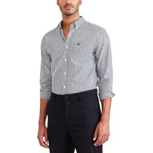 Dockers Men’s Supreme Flex Long Sleeve Button Up Shirt(Navy Blazer Plaid)