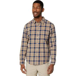 Dockers Men’s Supreme Flex Long Sleeve Button Up Shirt(Ocean Blue/Plaid)