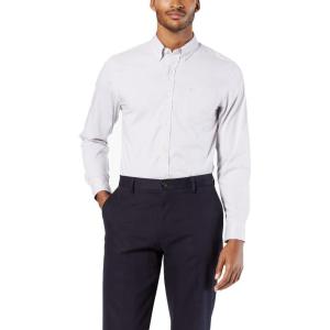 Dockers Men’s Supreme Flex Long Sleeve Button Up Shirt(Oil Grey)