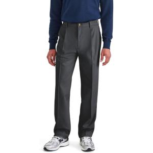 Relaxed Fit Signature Iron Free Khaki with Stain Defender Pants – Pleated(Charcoal Heather)