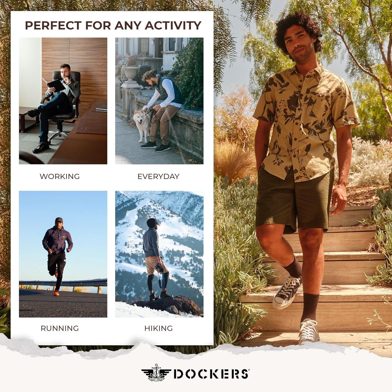 imageDOCKERS Mens Performance Socks 3Pairs and 6Pairs Athletic and Dress Crew Socks for MenTan Multi 81 6 Pairs