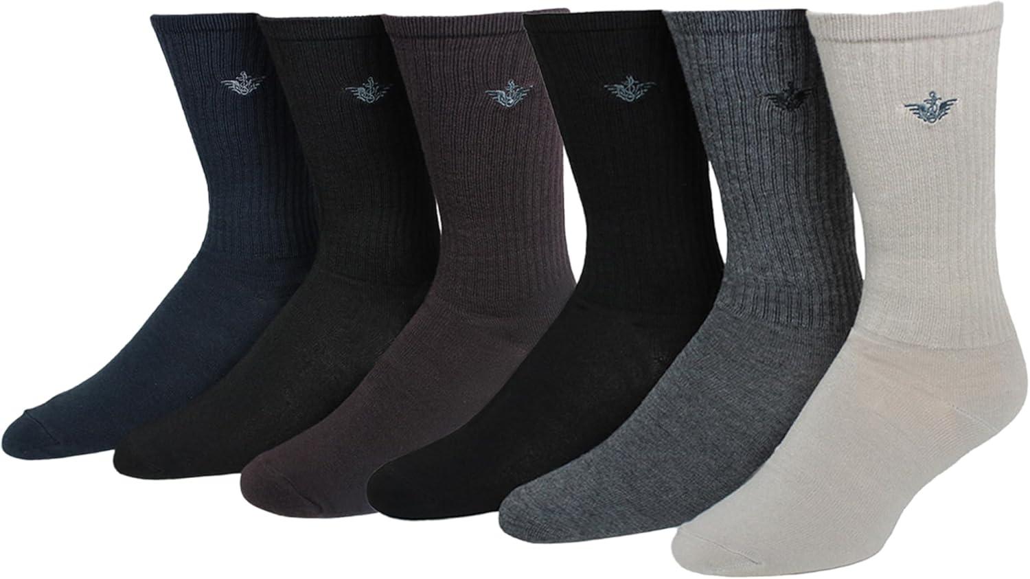 imageDOCKERS Mens Performance Socks 3Pairs and 6Pairs Athletic and Dress Crew Socks for MenTan Multi 81 6 Pairs
