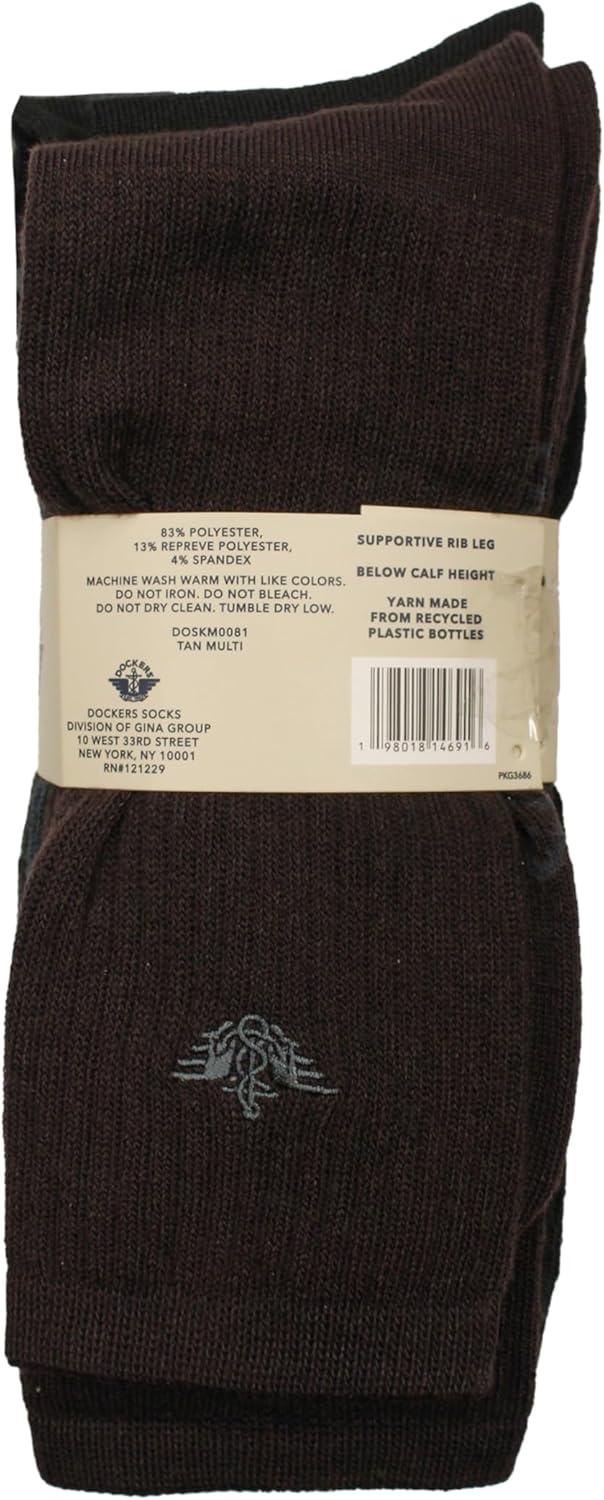 imageDOCKERS Mens Performance Socks 3Pairs and 6Pairs Athletic and Dress Crew Socks for MenTan Multi 81 6 Pairs