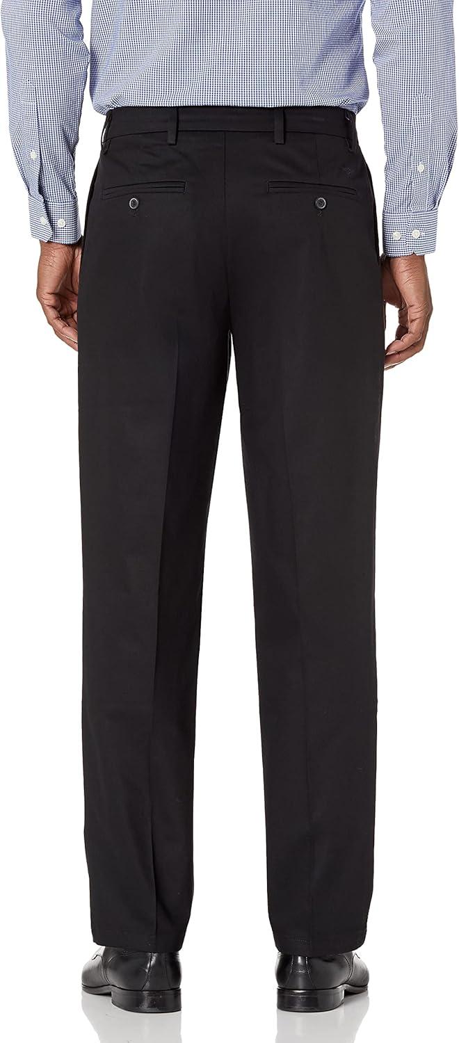 imageDOCKERS Mens Relaxed Fit Signature Khaki Lux Cotton Stretch Pants PleatedBlack
