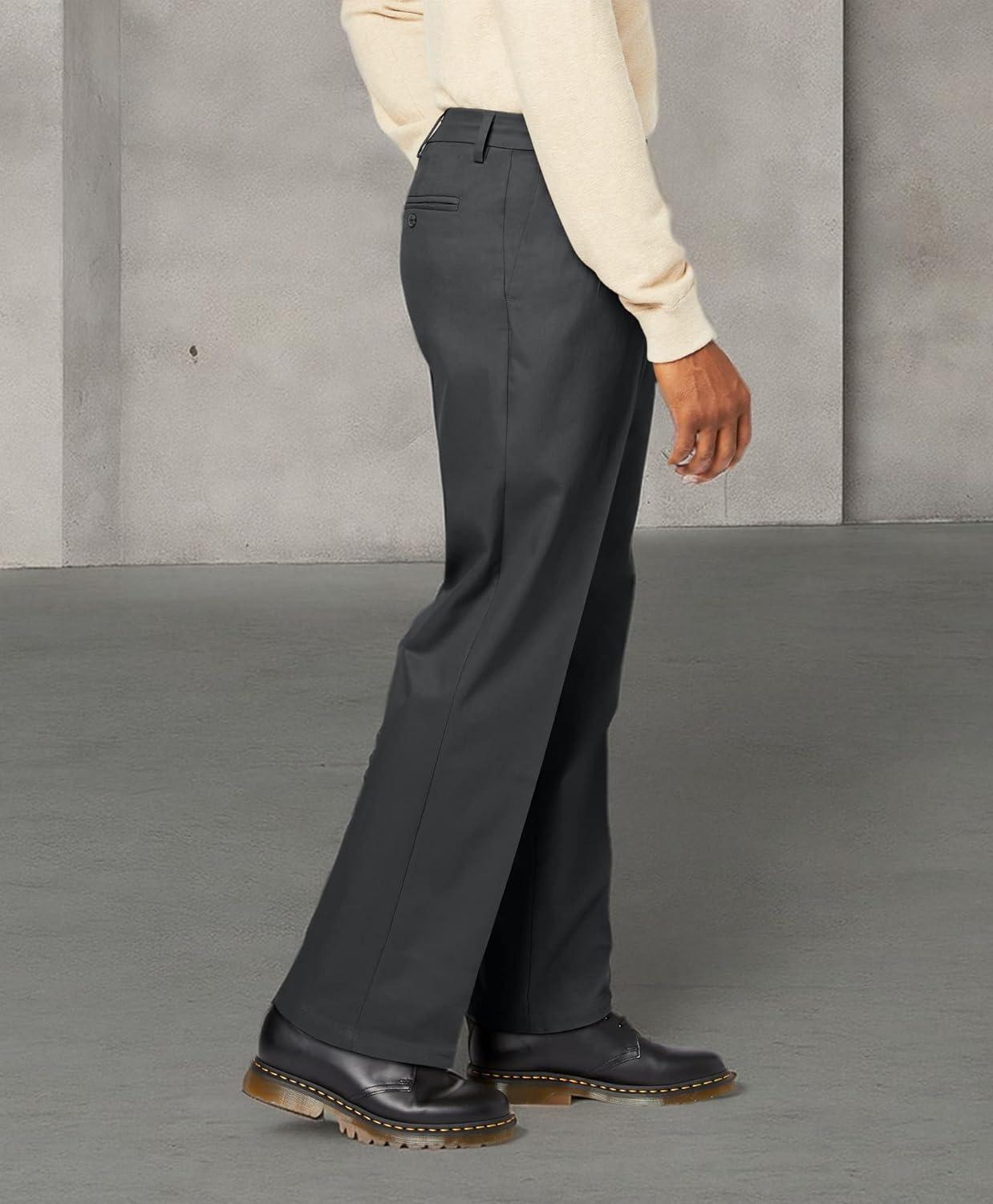 imageDOCKERS Mens Relaxed Fit Signature Khaki Lux Cotton Stretch Pants PleatedSteelhead