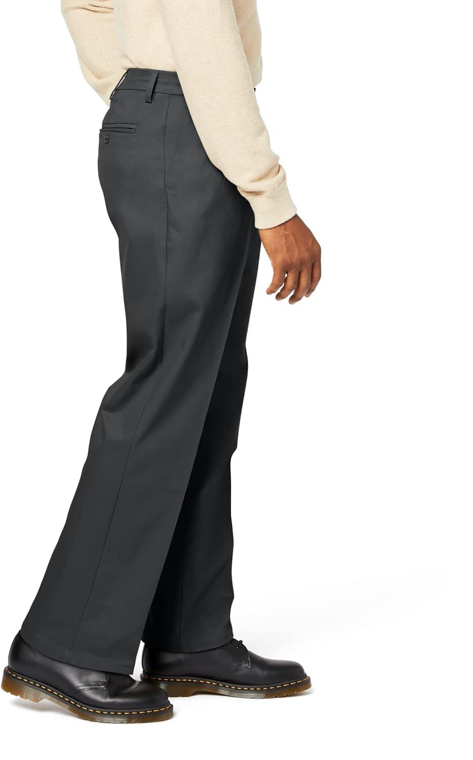 imageDOCKERS Mens Relaxed Fit Signature Khaki Lux Cotton Stretch Pants PleatedSteelhead