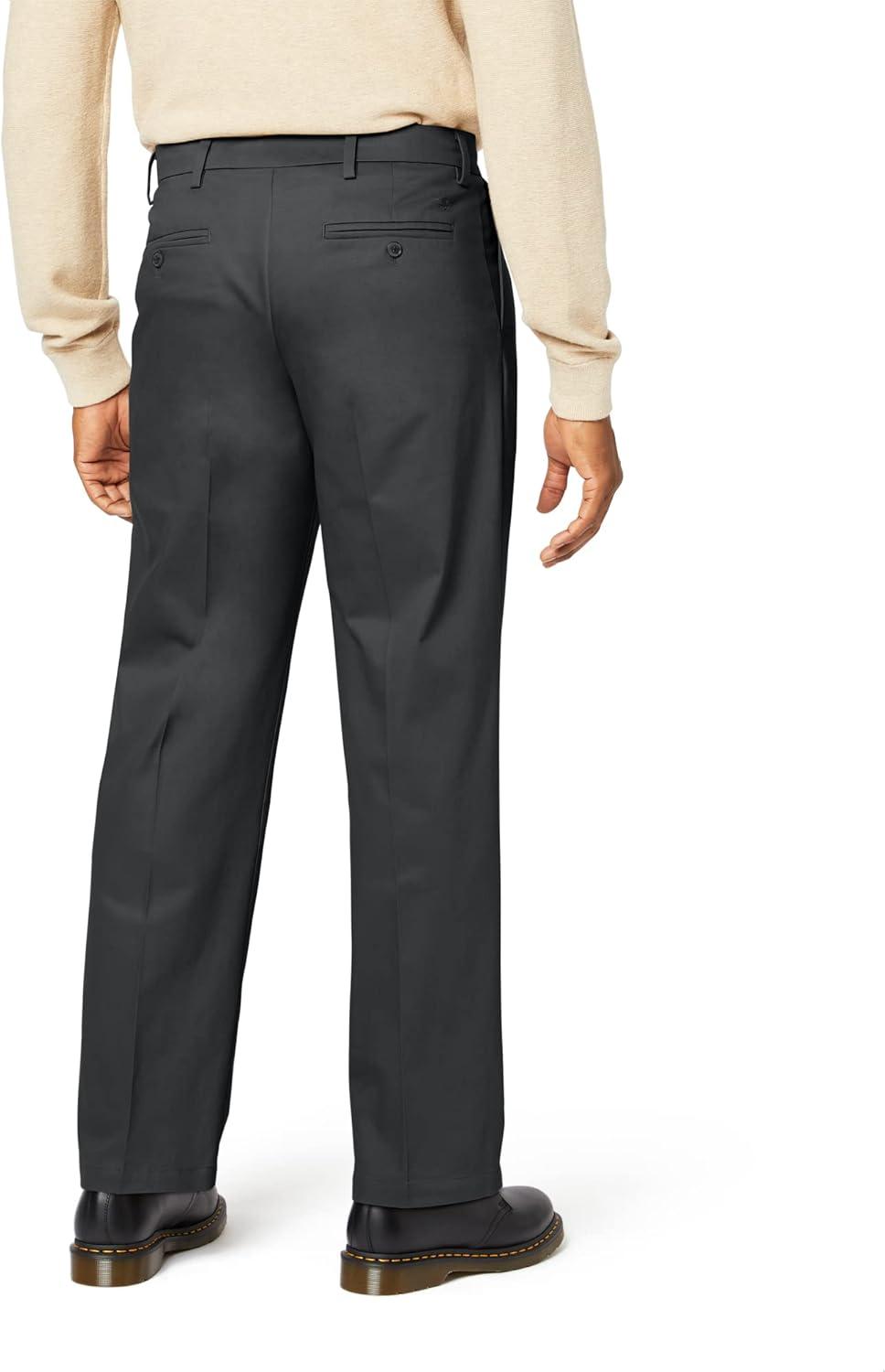 imageDOCKERS Mens Relaxed Fit Signature Khaki Lux Cotton Stretch Pants PleatedSteelhead