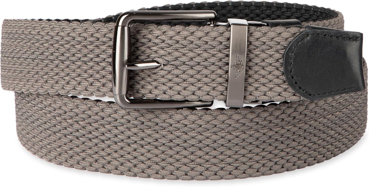 imageDOCKERS Mens Reversible Stretch Fabric Belt SpringSummer Belt Golf BeltBlackGray