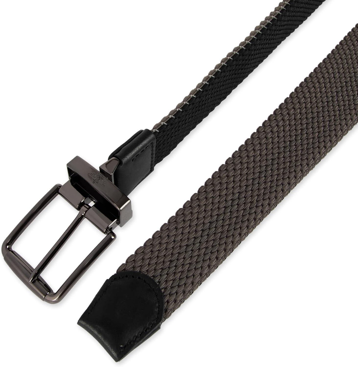 imageDOCKERS Mens Reversible Stretch Fabric Belt SpringSummer Belt Golf BeltBlackGray