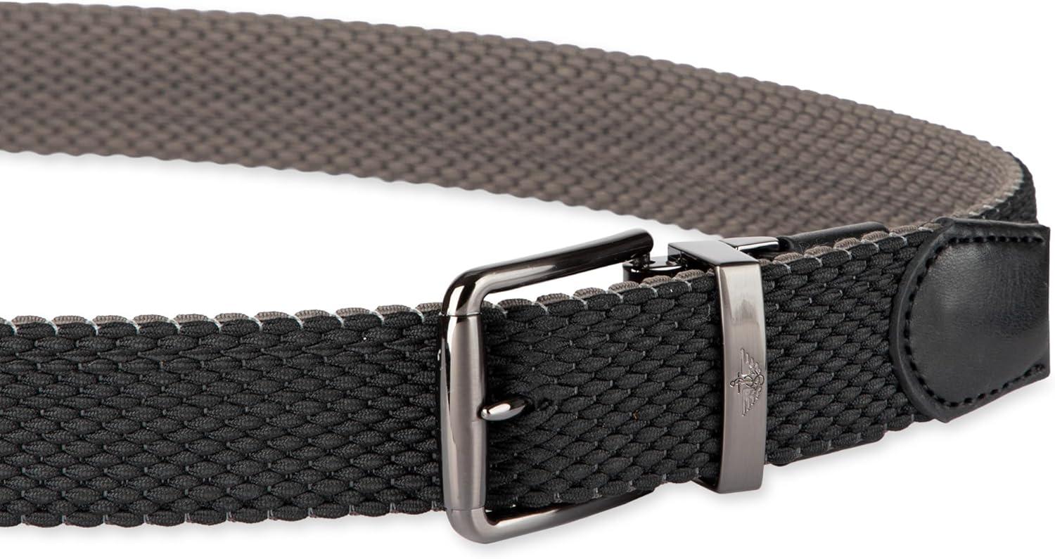 imageDOCKERS Mens Reversible Stretch Fabric Belt SpringSummer Belt Golf BeltBlackGray