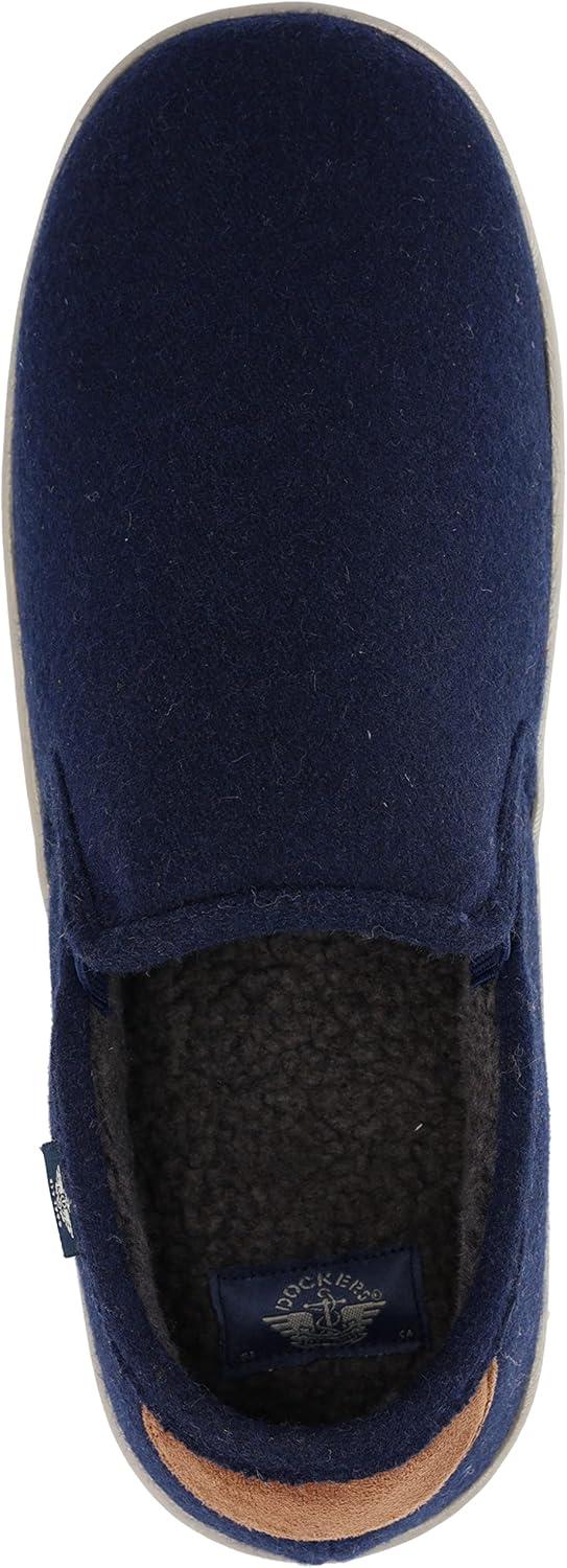 imageDOCKERS Mens Slippers TwinGore SlipOn Indoor Outdoor Shoe Faux Wool NavyGrey Mens Sizes 8 to 16 Medium and Wide WidthsNavy