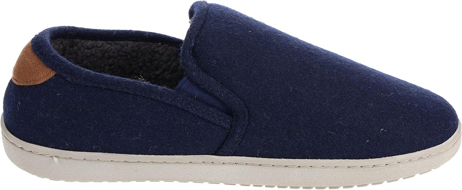 imageDOCKERS Mens Slippers TwinGore SlipOn Indoor Outdoor Shoe Faux Wool NavyGrey Mens Sizes 8 to 16 Medium and Wide WidthsNavy