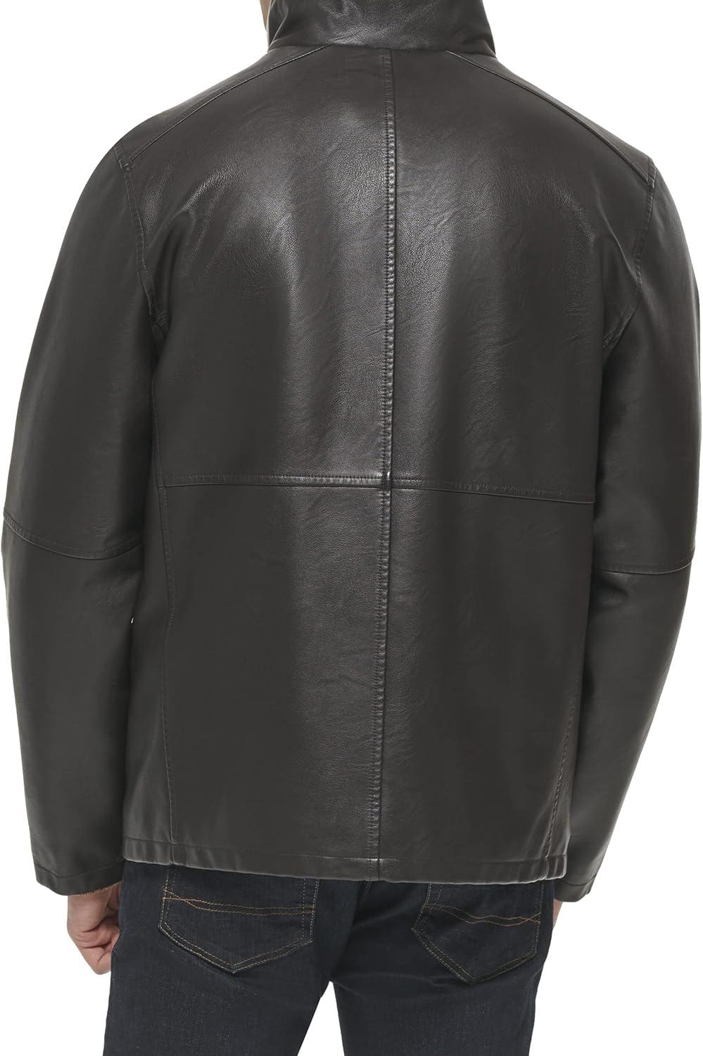 imageDOCKERS Mens The Dylan Faux Leather Racer JacketDark Brown With Bib