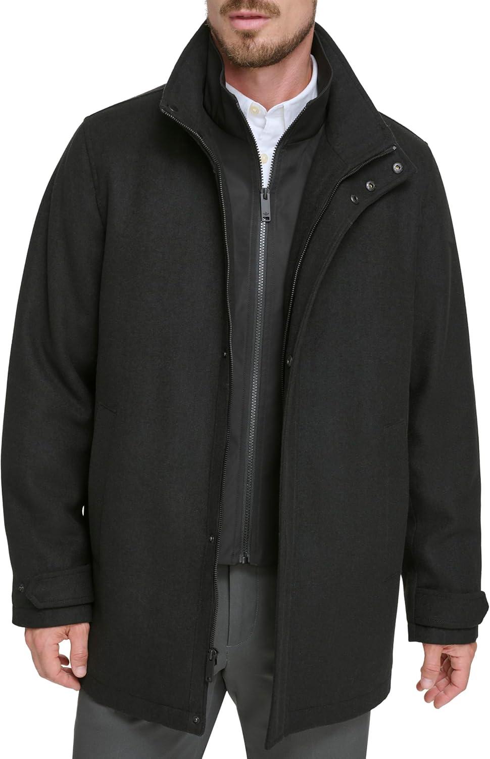 imageDOCKERS Mens Wool Melton Two Pocket Full Length Duffle CoatBlack