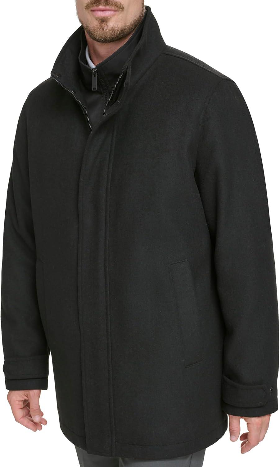 imageDOCKERS Mens Wool Melton Two Pocket Full Length Duffle CoatBlack