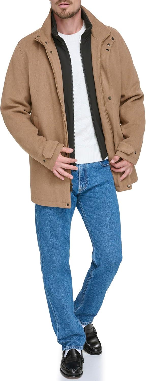 imageDOCKERS Mens Wool Melton Two Pocket Full Length Duffle CoatCamel