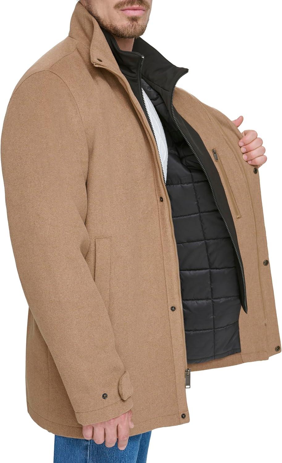 imageDOCKERS Mens Wool Melton Two Pocket Full Length Duffle CoatCamel