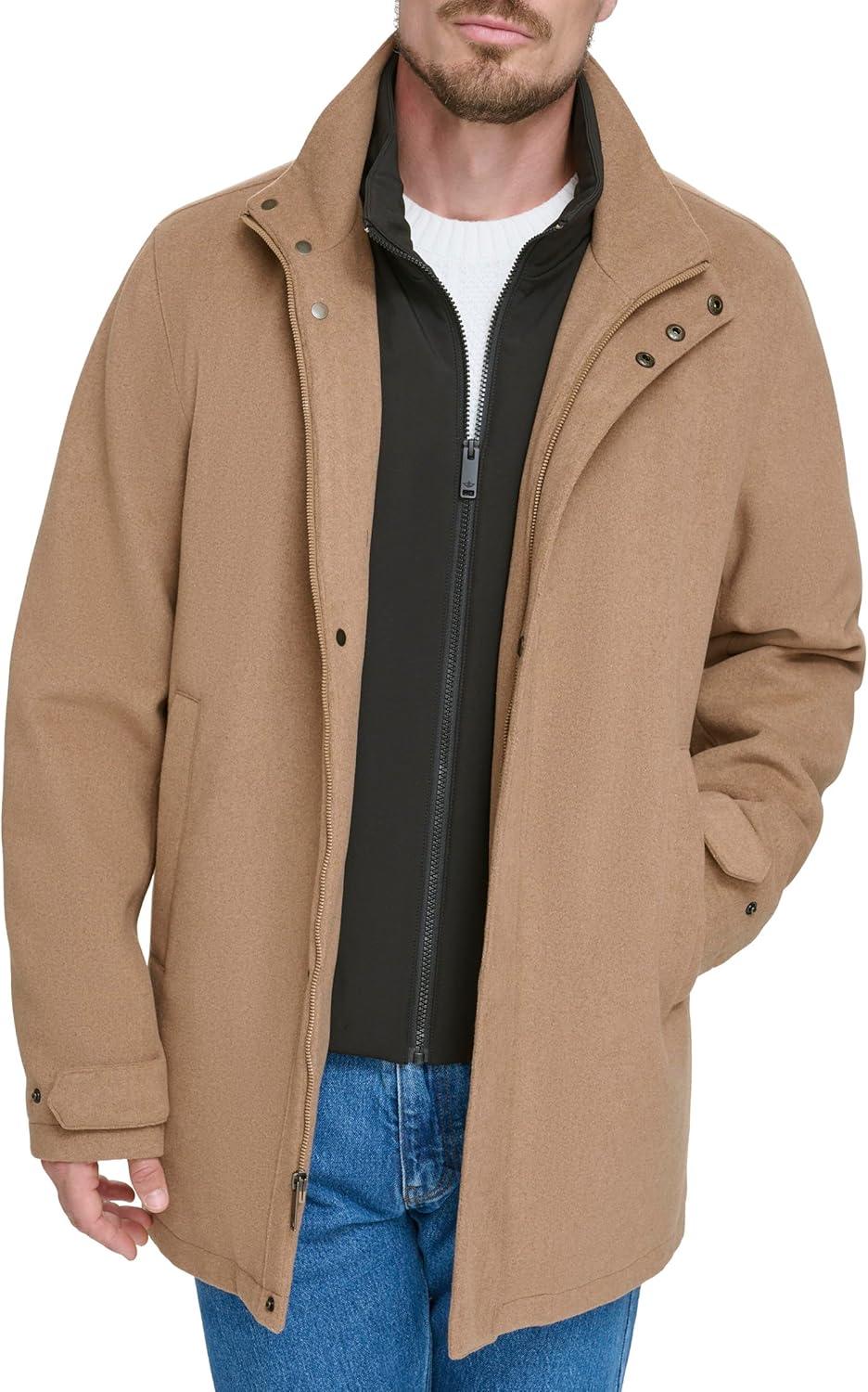 imageDOCKERS Mens Wool Melton Two Pocket Full Length Duffle CoatCamel