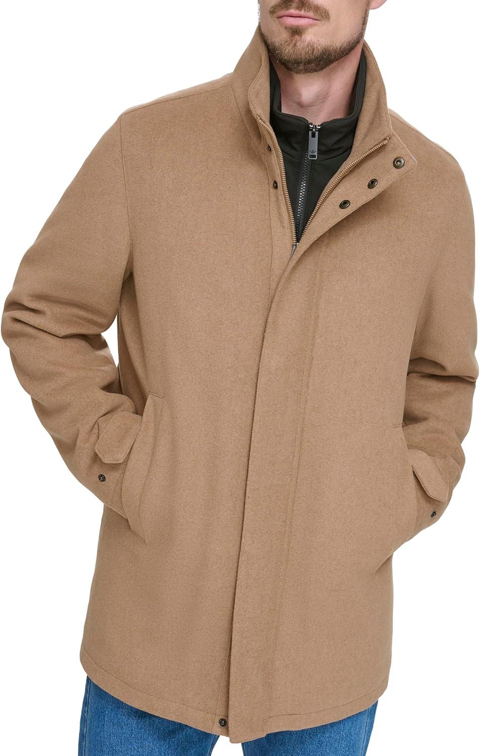 imageDOCKERS Mens Wool Melton Two Pocket Full Length Duffle CoatCamel