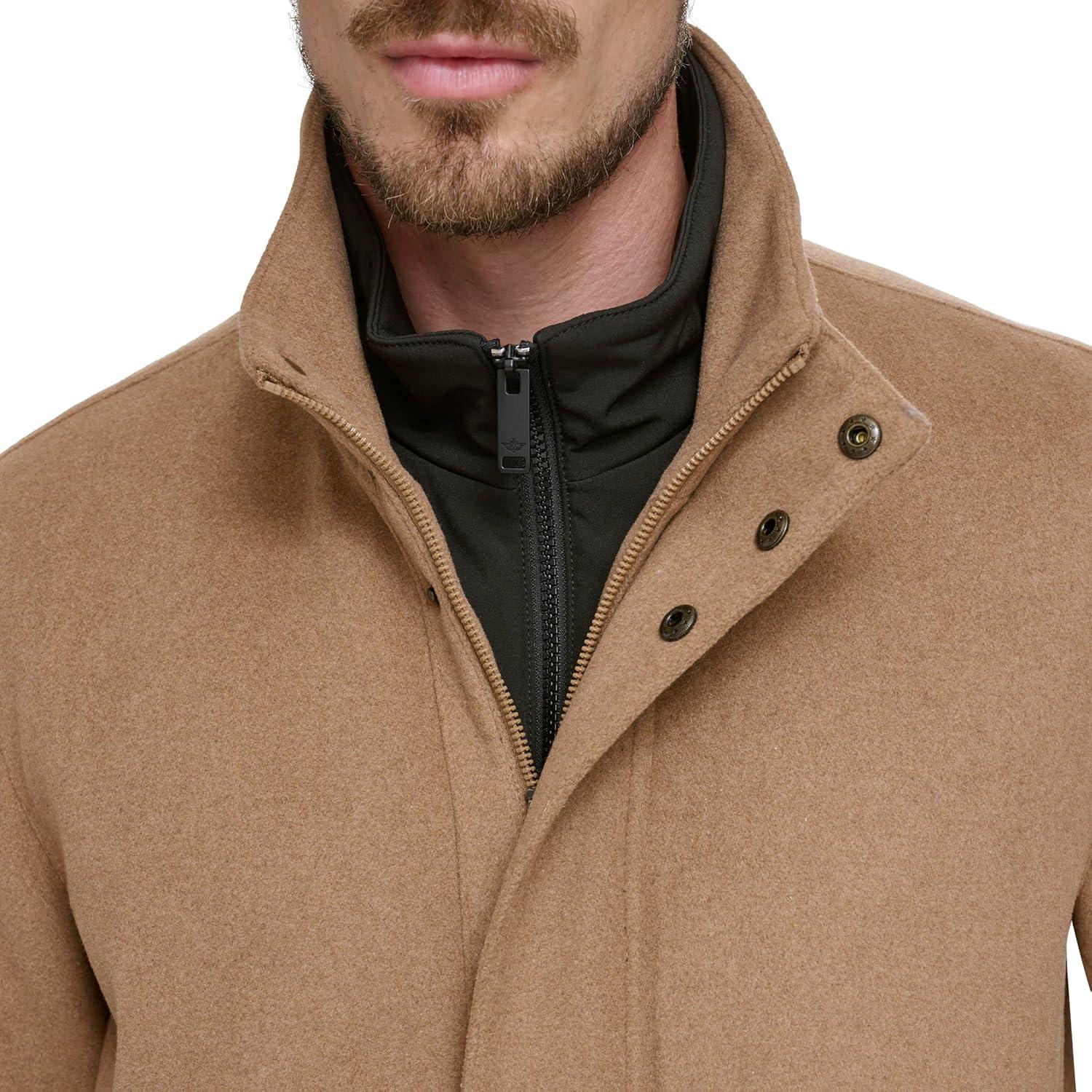 imageDOCKERS Mens Wool Melton Two Pocket Full Length Duffle CoatCamel