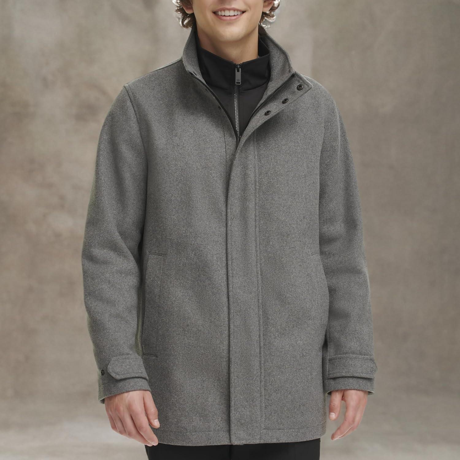 imageDOCKERS Mens Wool Melton Two Pocket Full Length Duffle CoatLight Grey