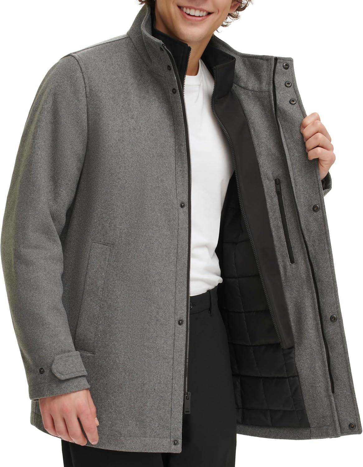 imageDOCKERS Mens Wool Melton Two Pocket Full Length Duffle CoatLight Grey