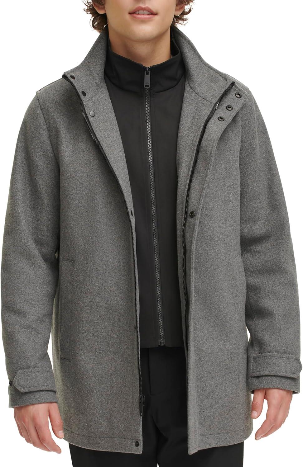 imageDOCKERS Mens Wool Melton Two Pocket Full Length Duffle CoatLight Grey