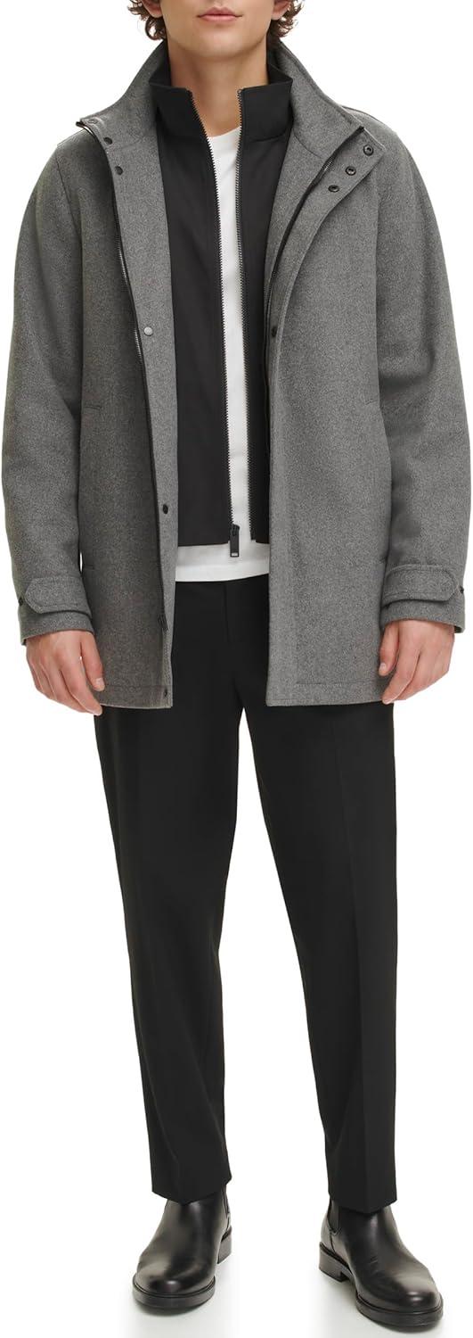 imageDOCKERS Mens Wool Melton Two Pocket Full Length Duffle CoatLight Grey