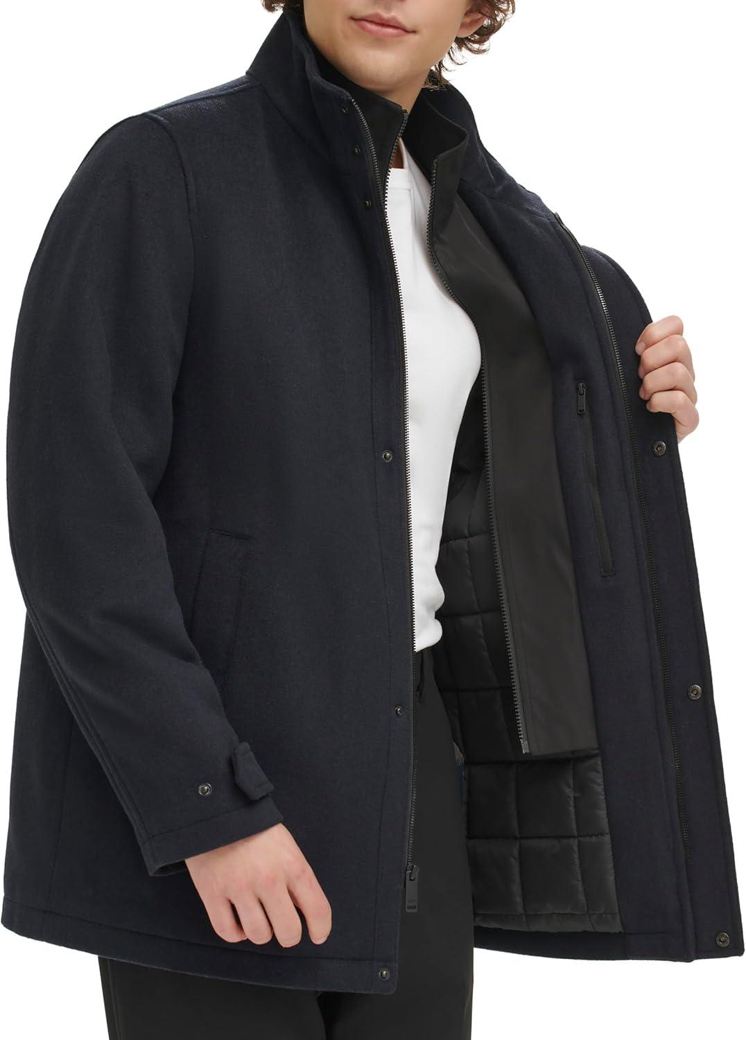 imageDOCKERS Mens Wool Melton Two Pocket Full Length Duffle CoatNavy