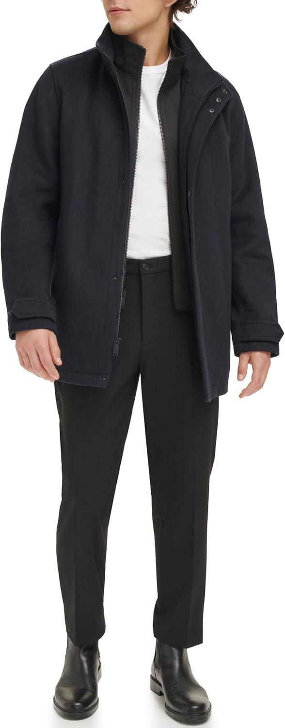 imageDOCKERS Mens Wool Melton Two Pocket Full Length Duffle CoatNavy
