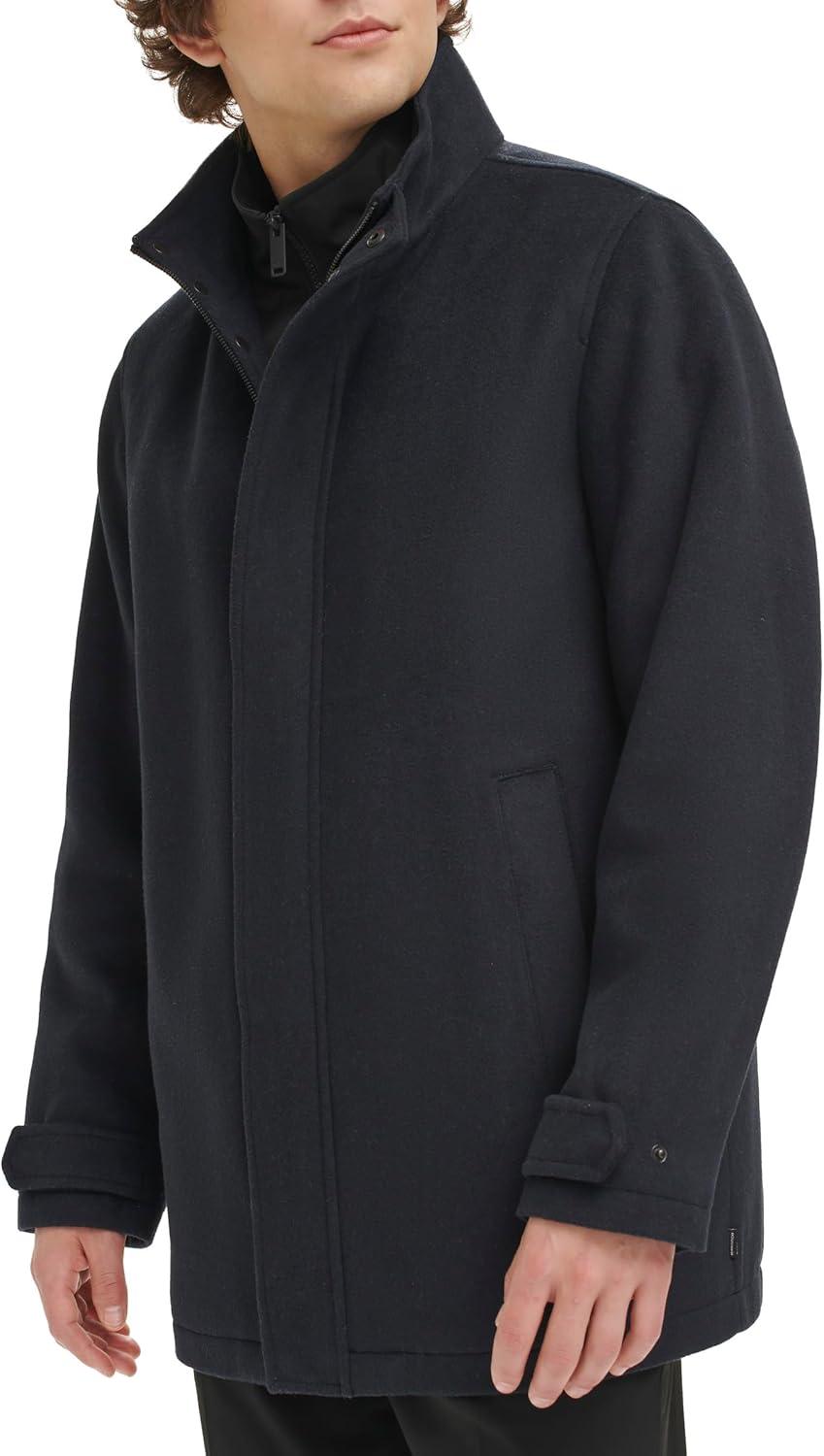 imageDOCKERS Mens Wool Melton Two Pocket Full Length Duffle CoatNavy