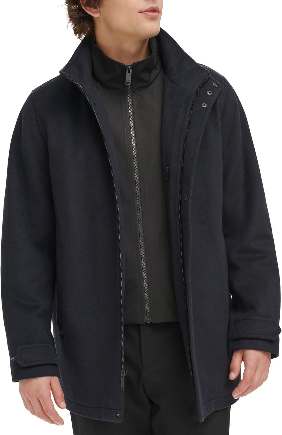 imageDOCKERS Mens Wool Melton Two Pocket Full Length Duffle CoatNavy