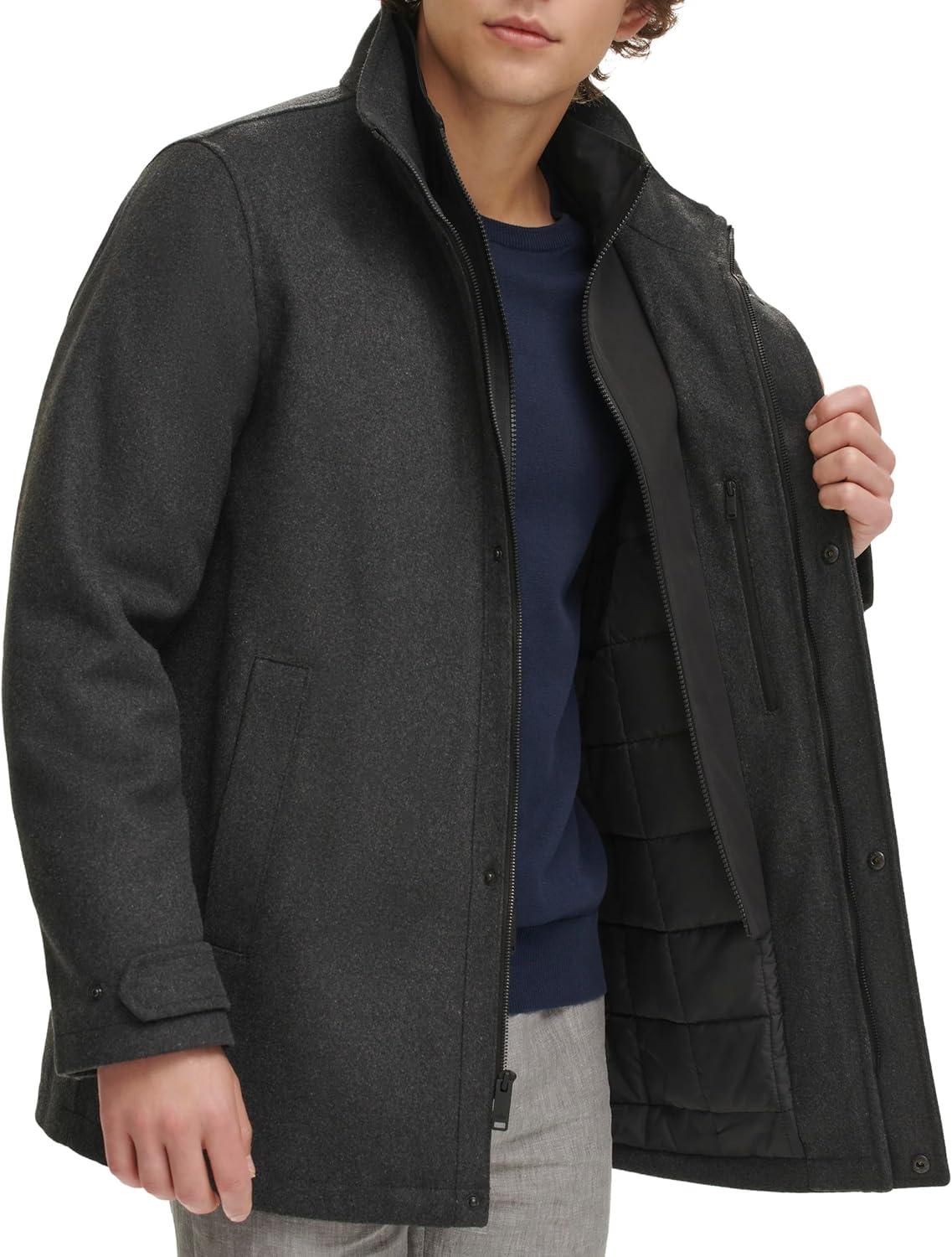 imageDOCKERS Mens Wool Melton Two Pocket Full Length Duffle CoatNew Charcoal