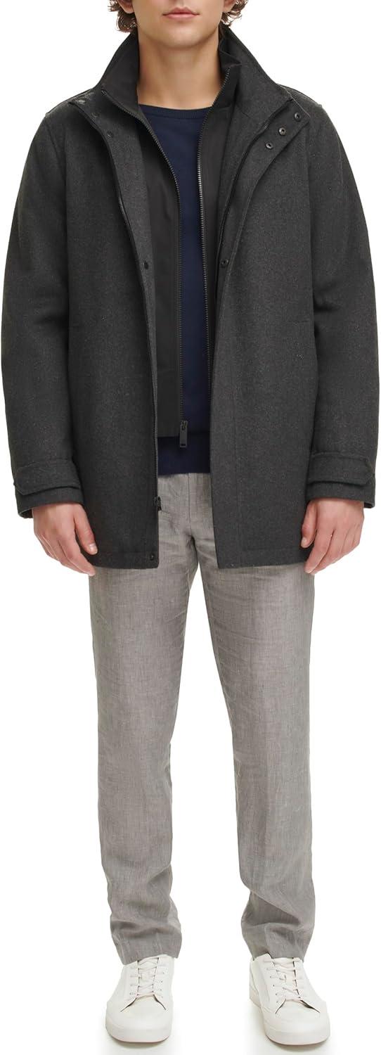 imageDOCKERS Mens Wool Melton Two Pocket Full Length Duffle CoatNew Charcoal