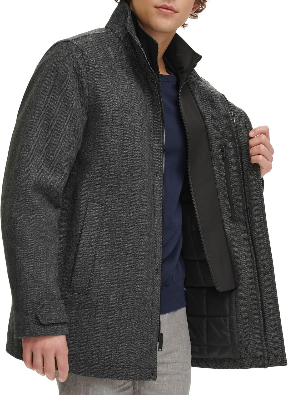 imageDOCKERS Mens Wool Melton Two Pocket Full Length Duffle CoatNew Herringbone