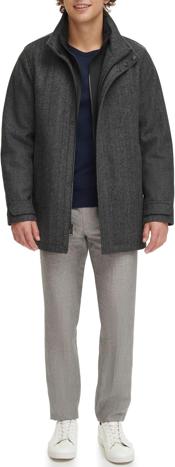 imageDOCKERS Mens Wool Melton Two Pocket Full Length Duffle CoatNew Herringbone