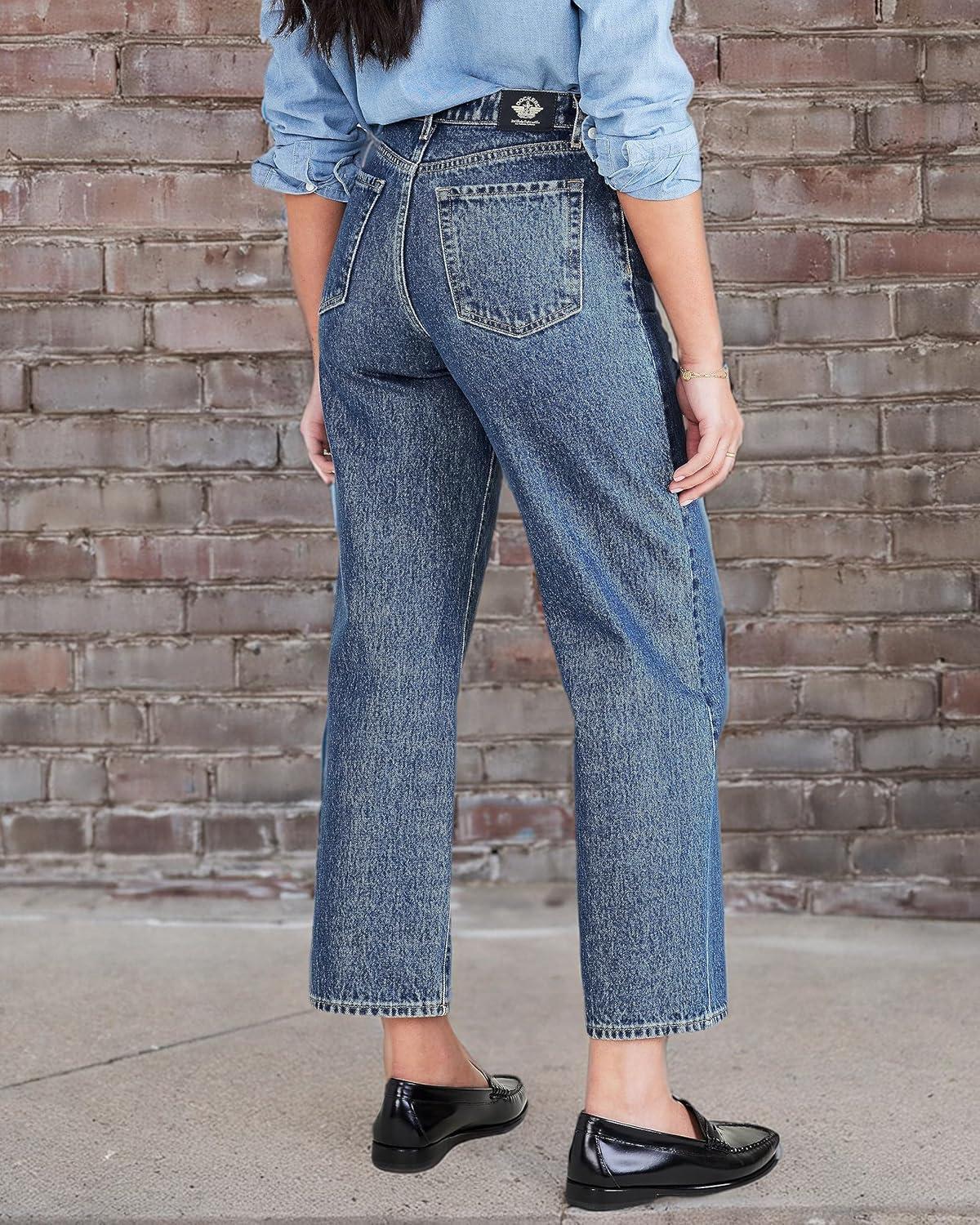 imageDOCKERS Womens High Straight Fit Jeancut PantMedium Indigo Stonewash