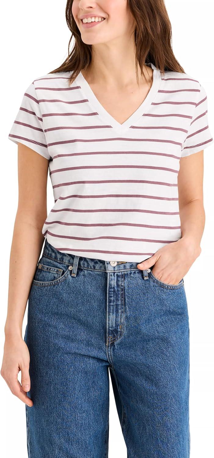 imageDOCKERS Womens Slim Fit Short Sleeve Favorite VNeck Tee ShirtNevin Dry Rose