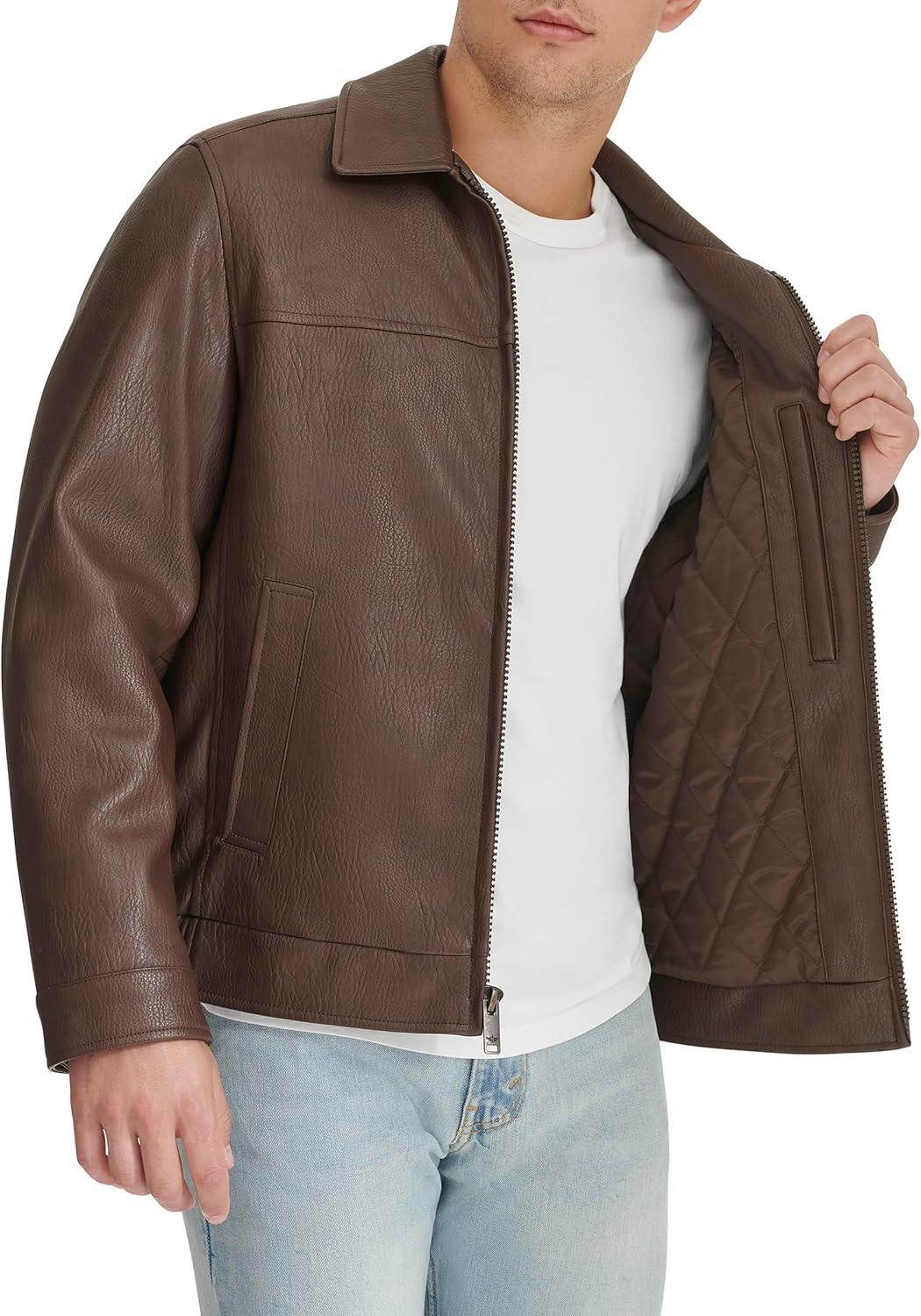 imageDOCKERS mens James Faux Leather Jacket Regular Big ampamp Tall SizesBrown