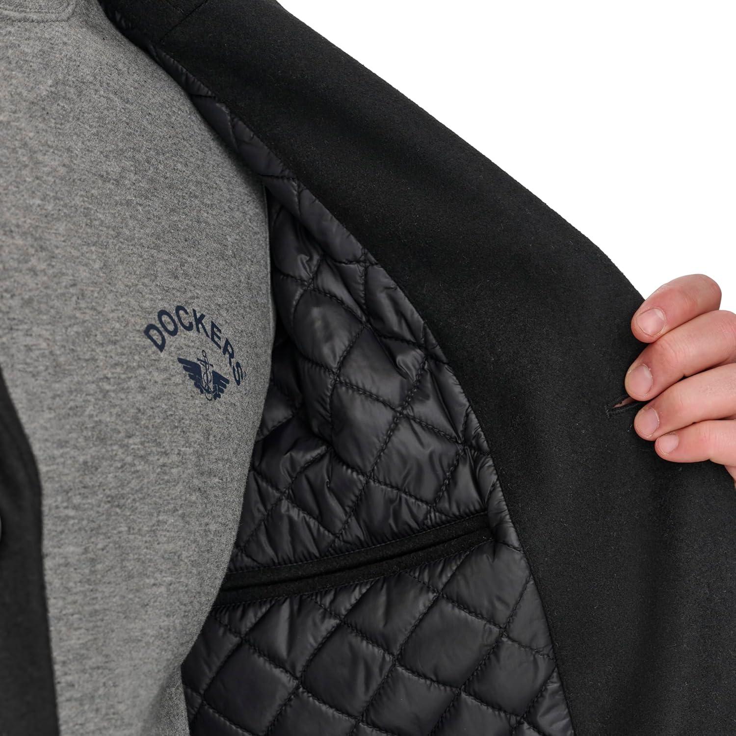 imageDOCKERS mens The Henry Wool Blend Top CoatBlack With Scarf