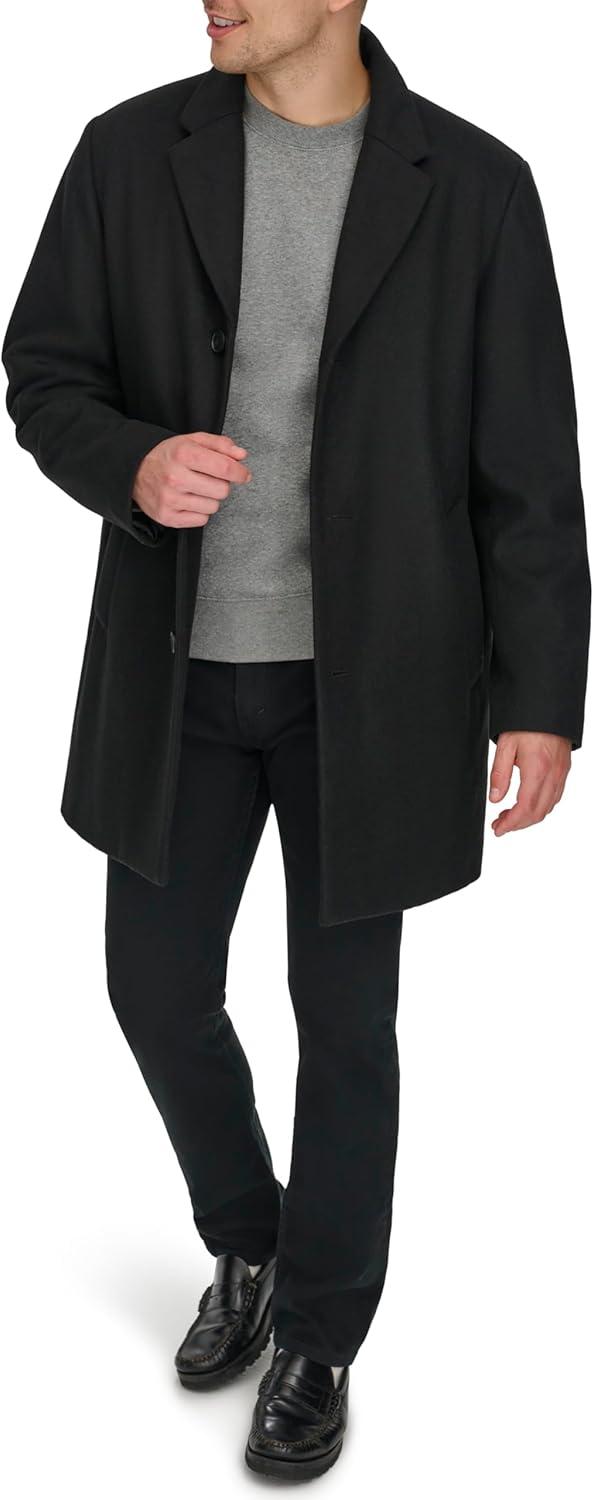 imageDOCKERS mens The Henry Wool Blend Top CoatBlack With Scarf