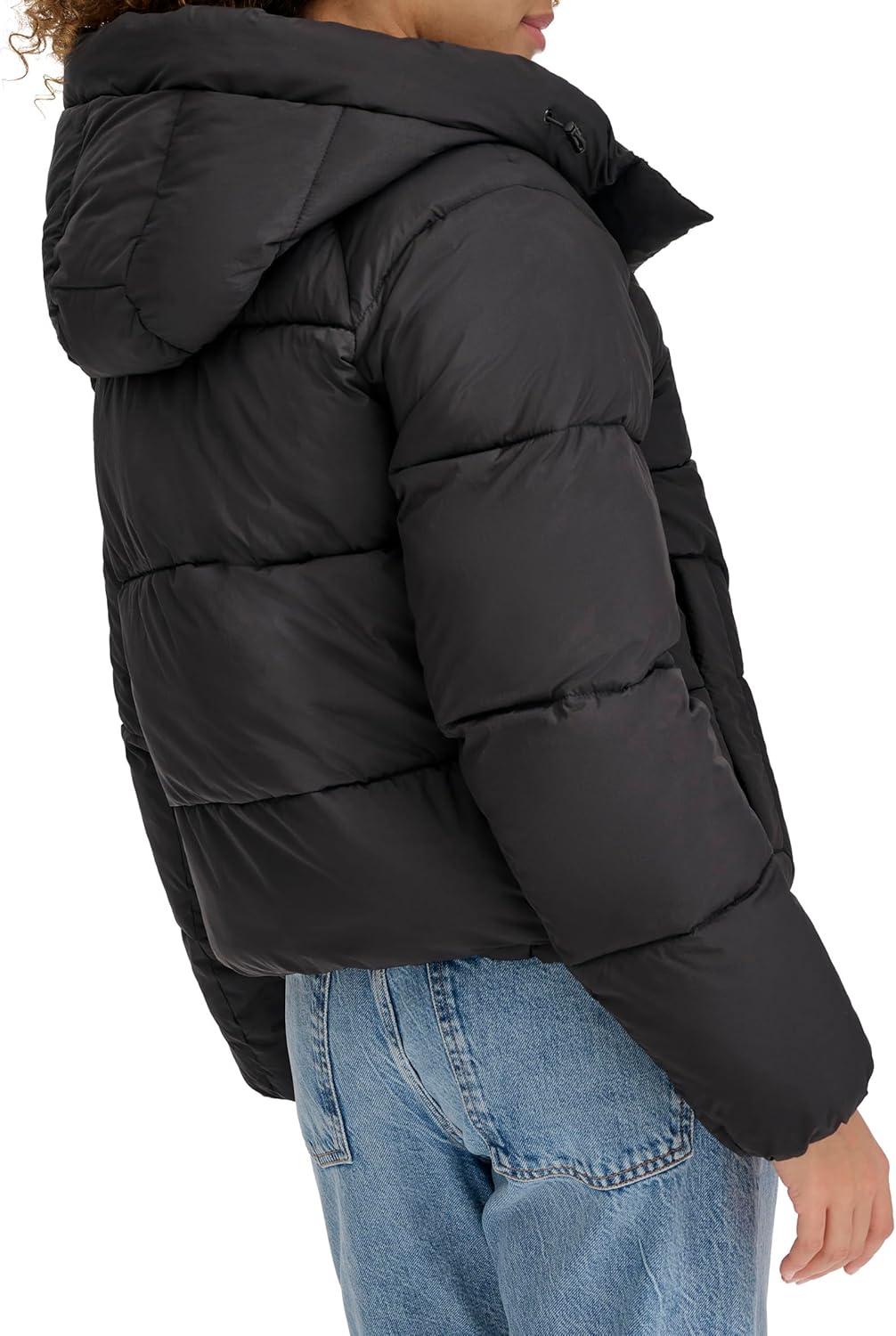 imageDOCKERS womens Water Resistant Quilted Bubble Puffer Jacket With HoodBlack