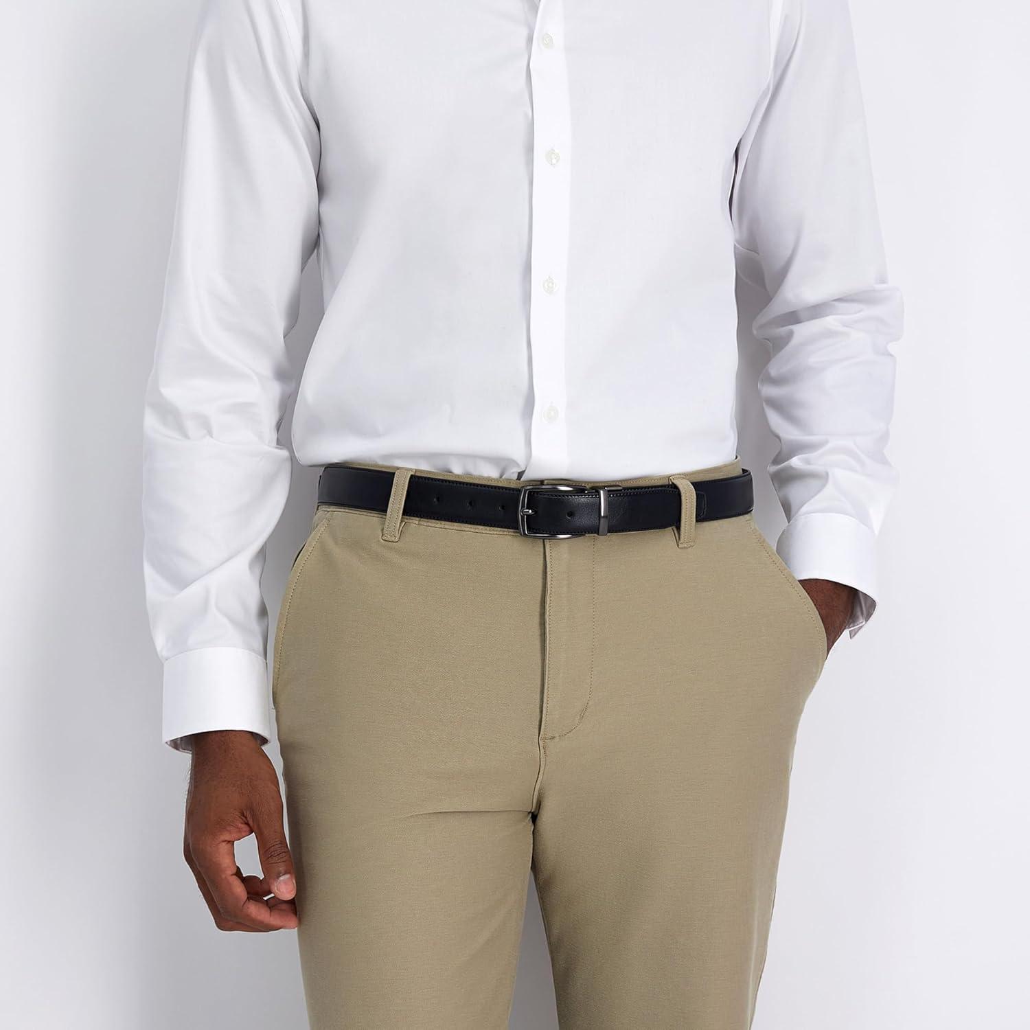 imageDockers Mens 2in1 Reversible Everyday Casual Versatile Belt Regular and Big ampamp Tall SizingBlackTan