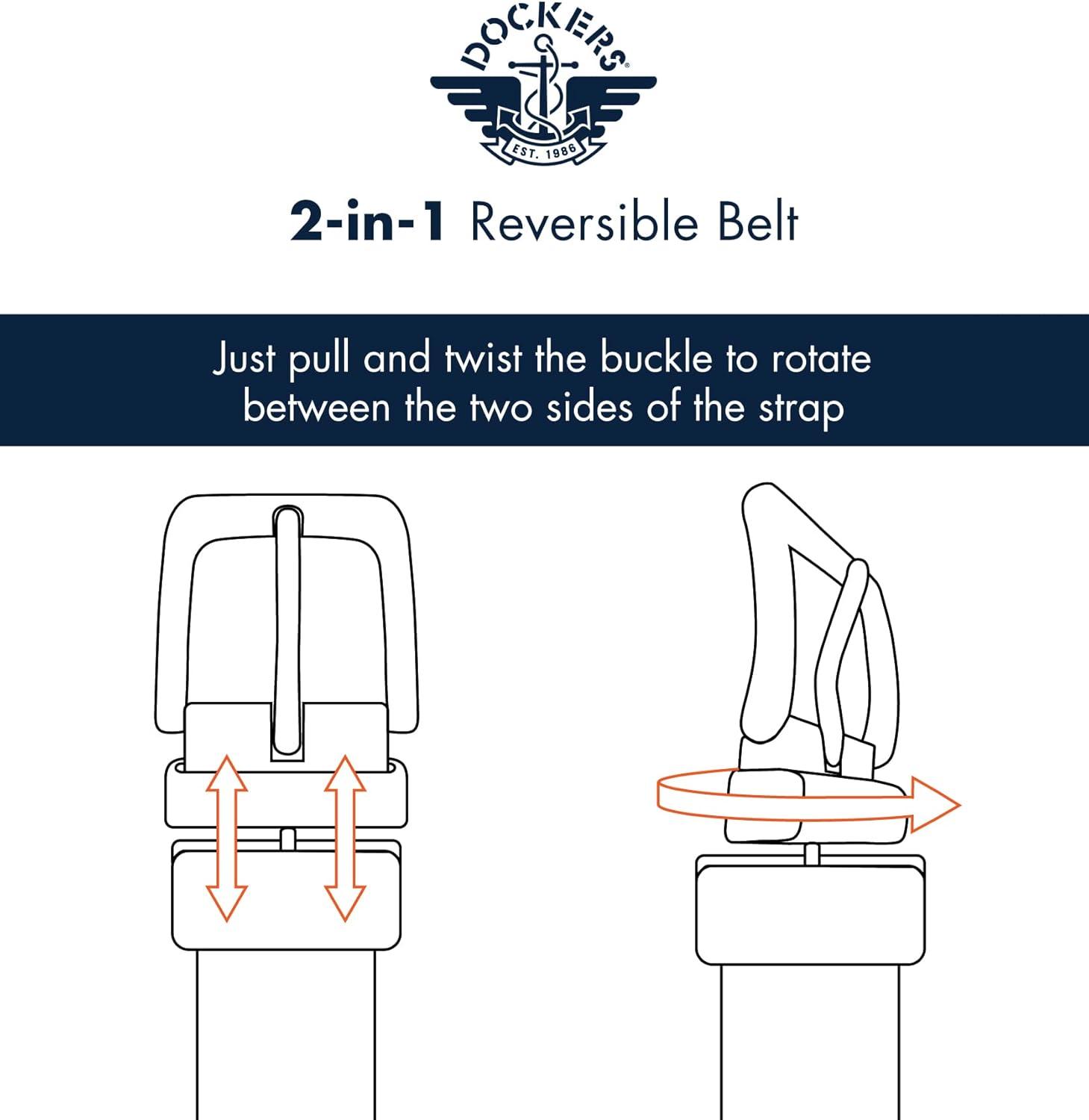 imageDockers Mens 2in1 Reversible Everyday Casual Versatile Belt Regular and Big ampamp Tall SizingBlackTan