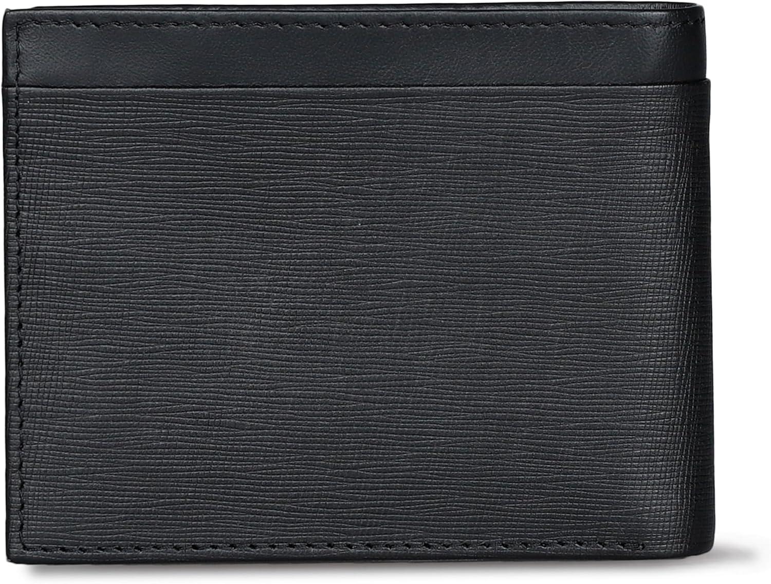 imageDockers Mens Bifold Leather Wallet Thin Slimfold RFID Blocking Security Smart Extra CapacityBlack Emboss Logo